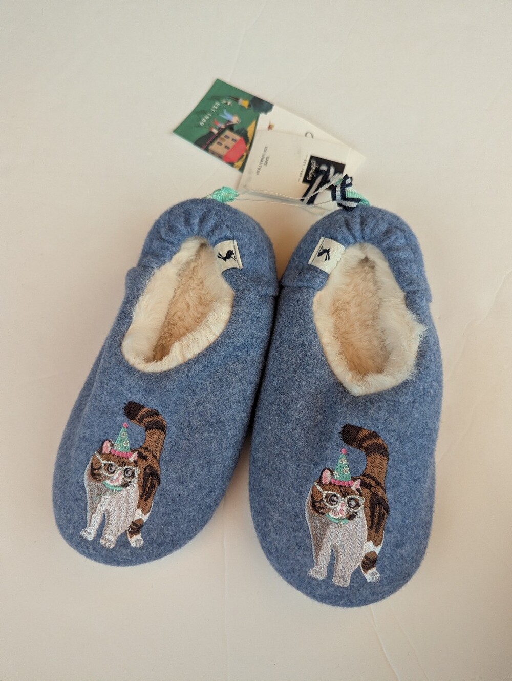 Joules Slippers Birthday Kitty Cat Fuzzy Slippers 11-12